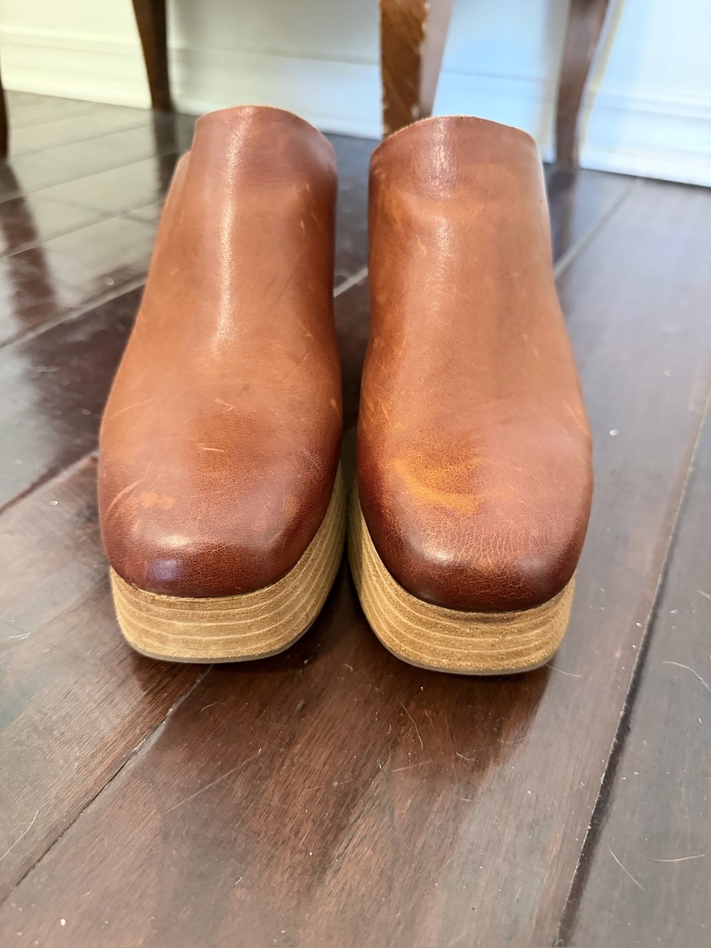 Kork Ease Brown Leather Platform Mules-8.5